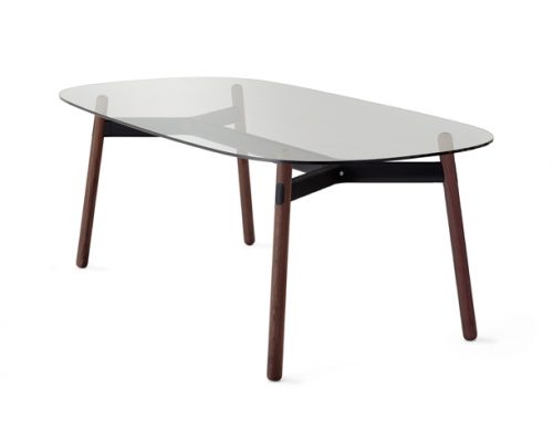 OkiDoki Walnut frame glass top